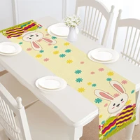 easter bunny plaid print table runner rectangle cotton linen tablecloth home dining table mat easter party decorations