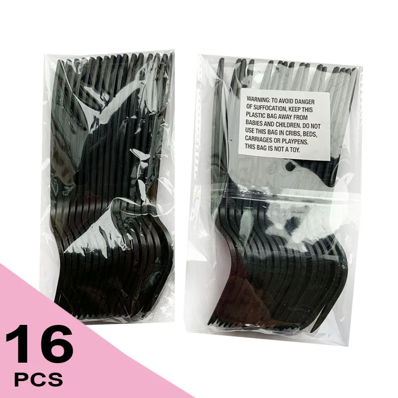 16 шт. в упаковке черная пластиковая посуда одноразовая ложка для Хэллоуина