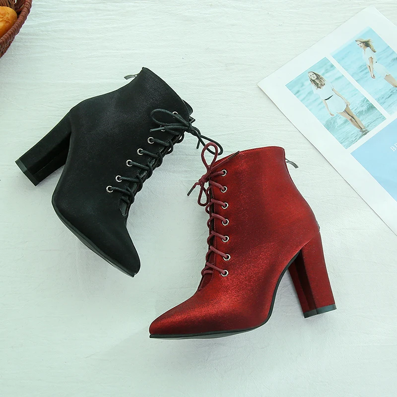 2019 г. новые зимние женские удобные ботинки с заостренным носком простые милые на