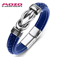fashion classic men bracelet leather stainless steel charm bracelets woman cross knot punk jewelry 3 color sy074