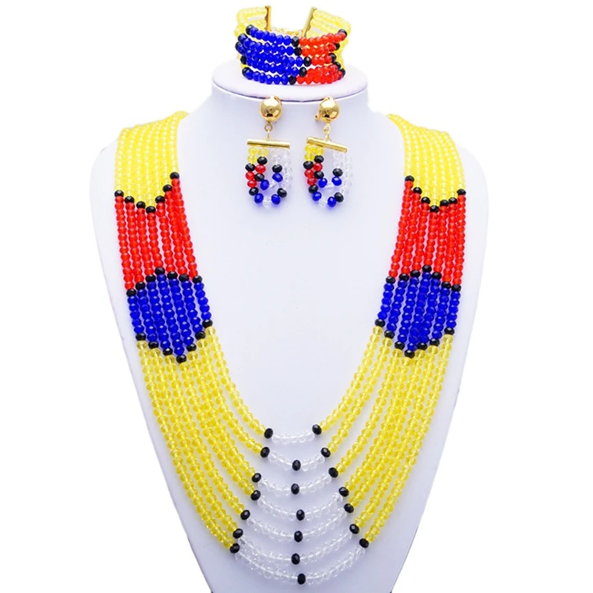 

Yulaili Multicolor African Beads Necklace Earrings Bracelet Bridal Jewelry Sets Wedding Dress Accessories Jewelery Set Wholesale