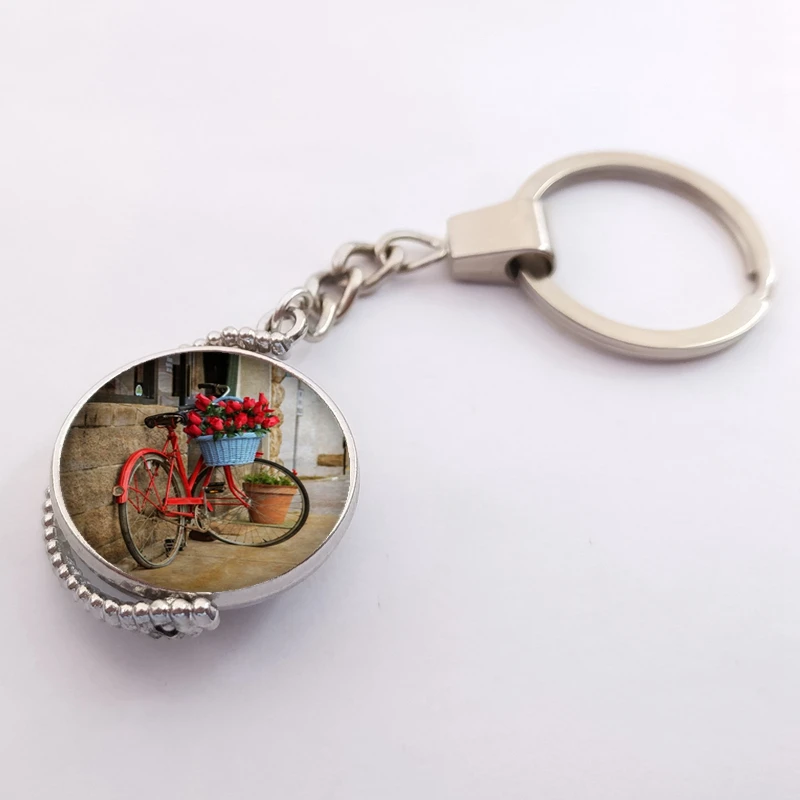 Винтажный велосипедный брелок для ключей с изображением корзины велосипедов и