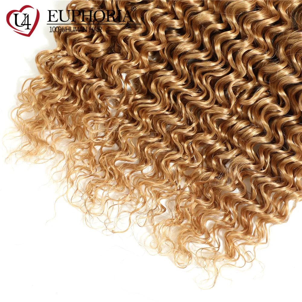 Ombre Blonde Brazilian Remy Human Hair 3 Bundles With Lace Closure Frontal 99J Deep Wave 13x4 EUPHORIA | Шиньоны и парики
