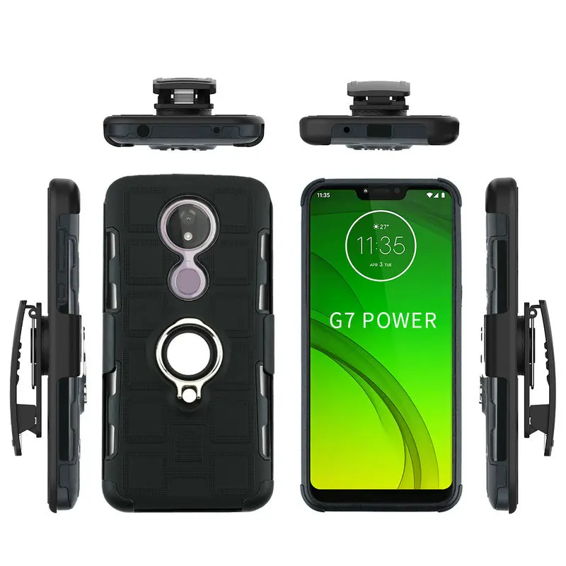 Роскошный чехол с металлическим кольцом для Motorola Moto G7 Power Case G8 Plus G 7 + зажимом ремня