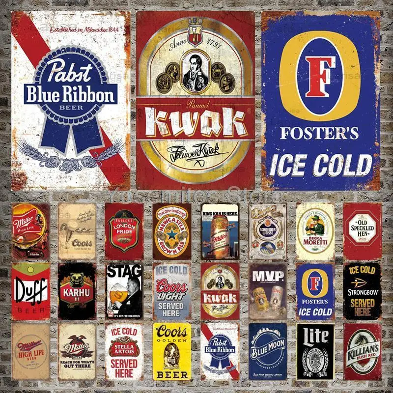 

Eis Goldene Bier Metall Zinn Zeichen Bar Klassische Kwak Stag Pub Wohnkultur Blau Band Bild Bier Wein Kunst Malerei platte Plaqu