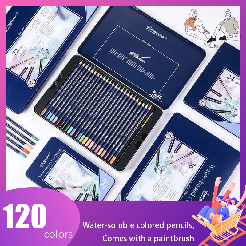Карандаш акварельный треугольный водорастворимый 120 цветов товары для рукоделия
