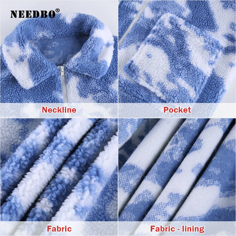 Woman Winter Coat Oversize Wool Thick Blue Winter Jacket Women Coat Outwear Turn Down Collar Faux Fur Woman Jacket Parkas