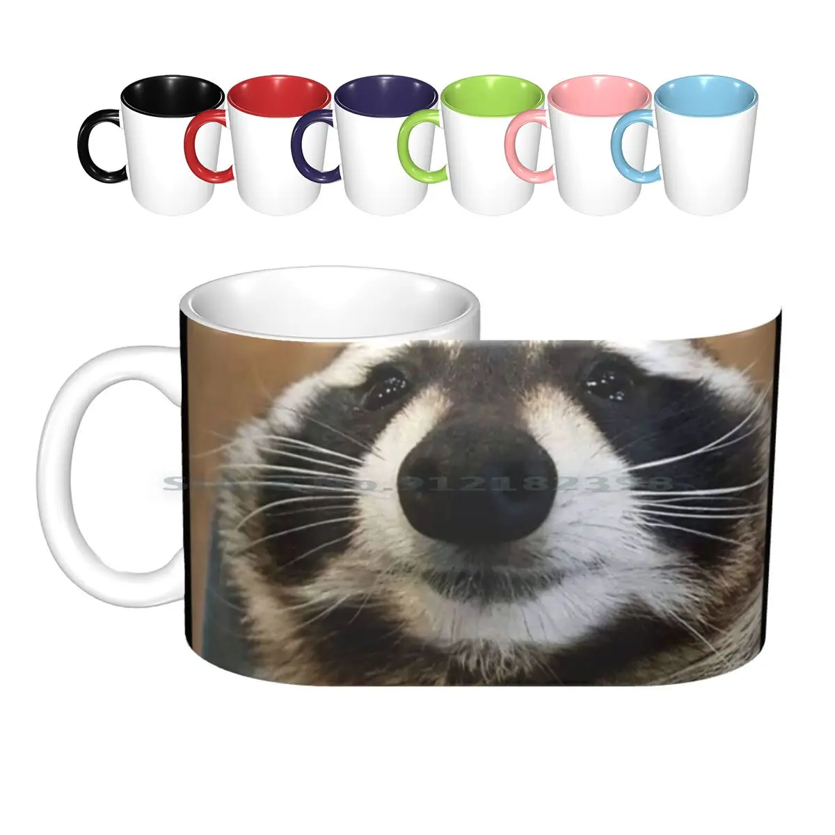 

Sad Raccoon Ceramic Mugs Coffee Cups Milk Tea Mug Creative Trending Vintage Gift Bottle Cup