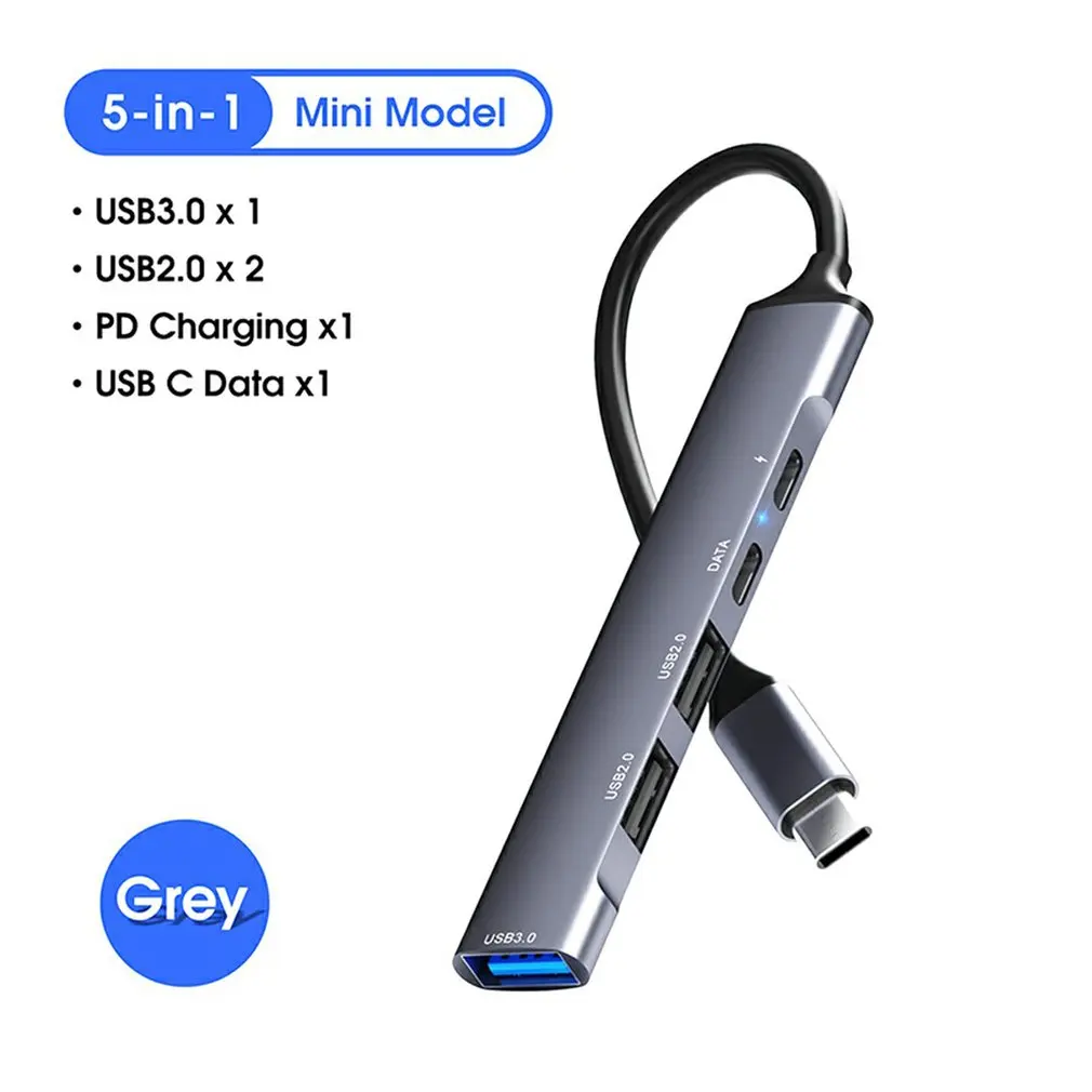 

Новинка, 5 в 1, многофункциональный USB-концентратор, адаптер типа C, конвертер Type-C в USB-C PD, USB 3,0, зарядка USB