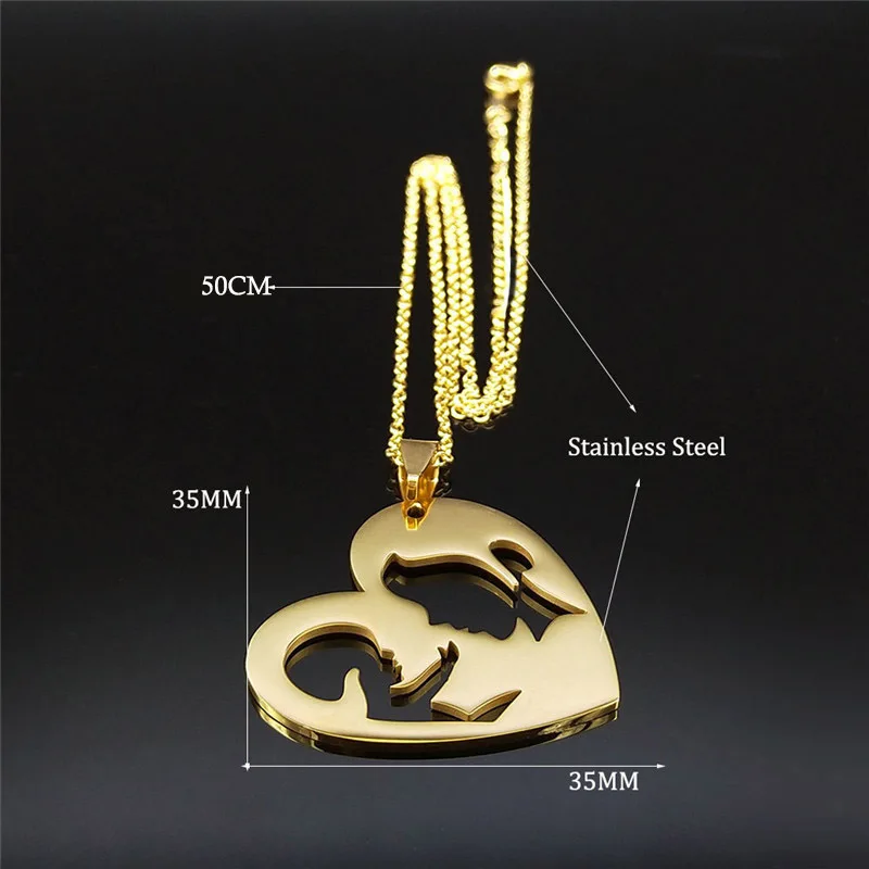 

Love Heart Family Mum Baby StainlessSteel GoldColor Necklace Chains for Women/Men Jewelrycollares mujerNXS01