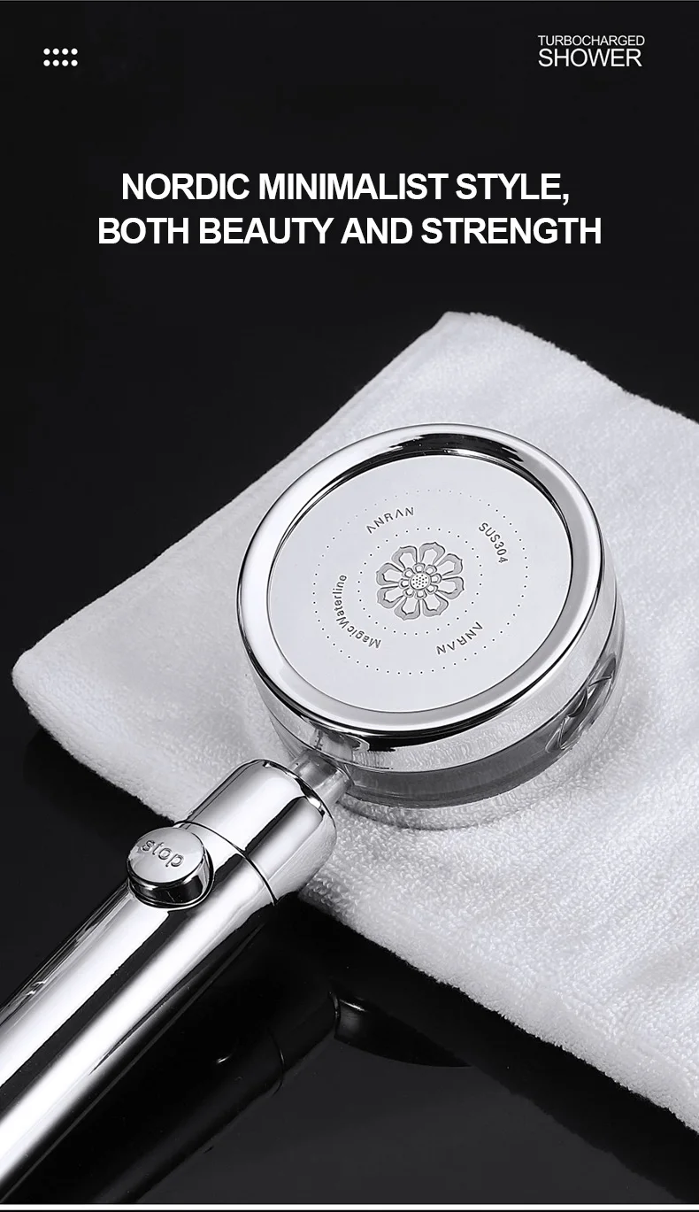 Двухсторонняя насадка для душа с турбонаддувом и поворотом на 360 градусов 3