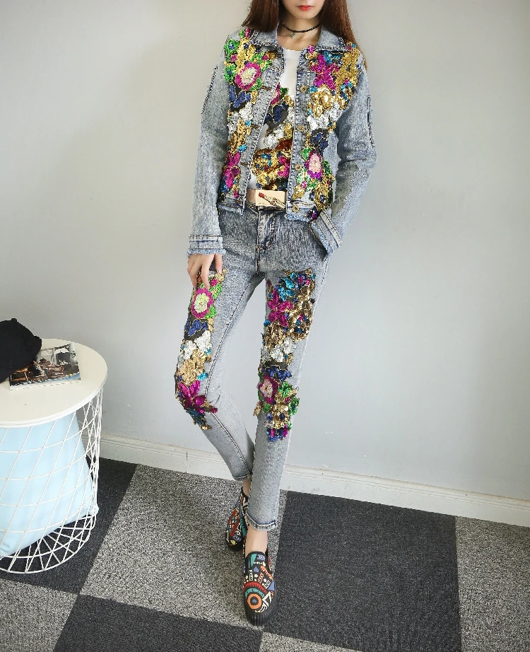 Женские джинсовые комплекты Gloria новая модная джинсовая куртка с длинными