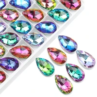20pcs crystal teardrop pendant blue 13x22mm faceted glass drop beads for jewelry diy making charms necklace earrings accessories