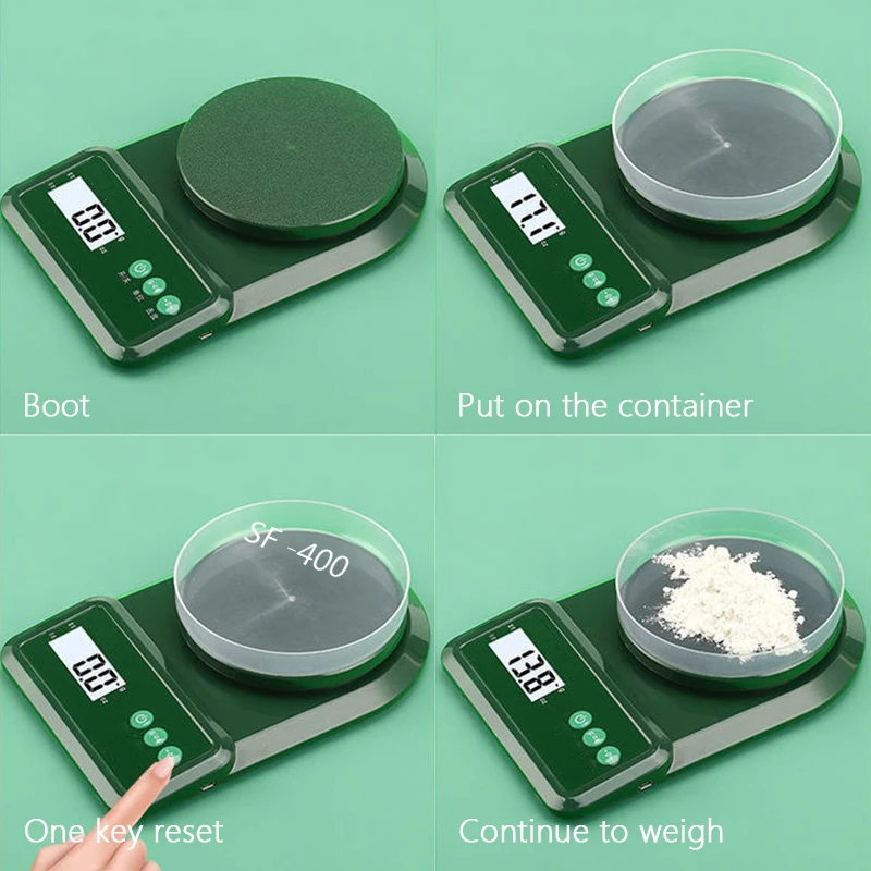 

10/5/2Kg Kitchen Scale Stainless Steel Weighing Scale Food Diet Postal Balance Measuring LCD Electronic Scales