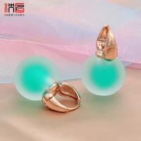 shenjiang fashion personality colorful round bead dangle earrings for women girls party jewelry 585 rose gold white gold eardrop