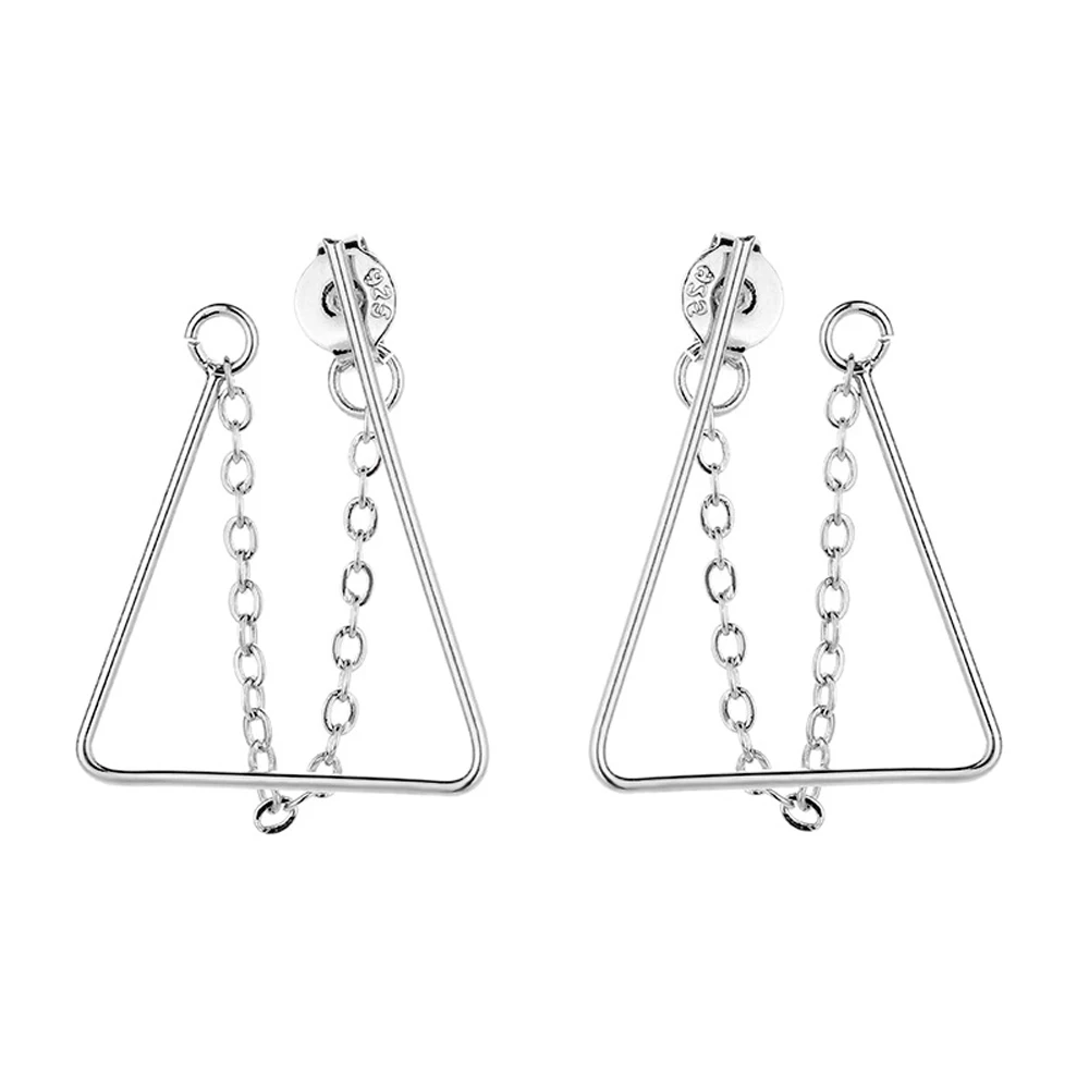 

New Chain Earring For Women Geometric Triangle Tassel Stud Earrings Korean Elegant Girls Temperament Fashion Jewelry