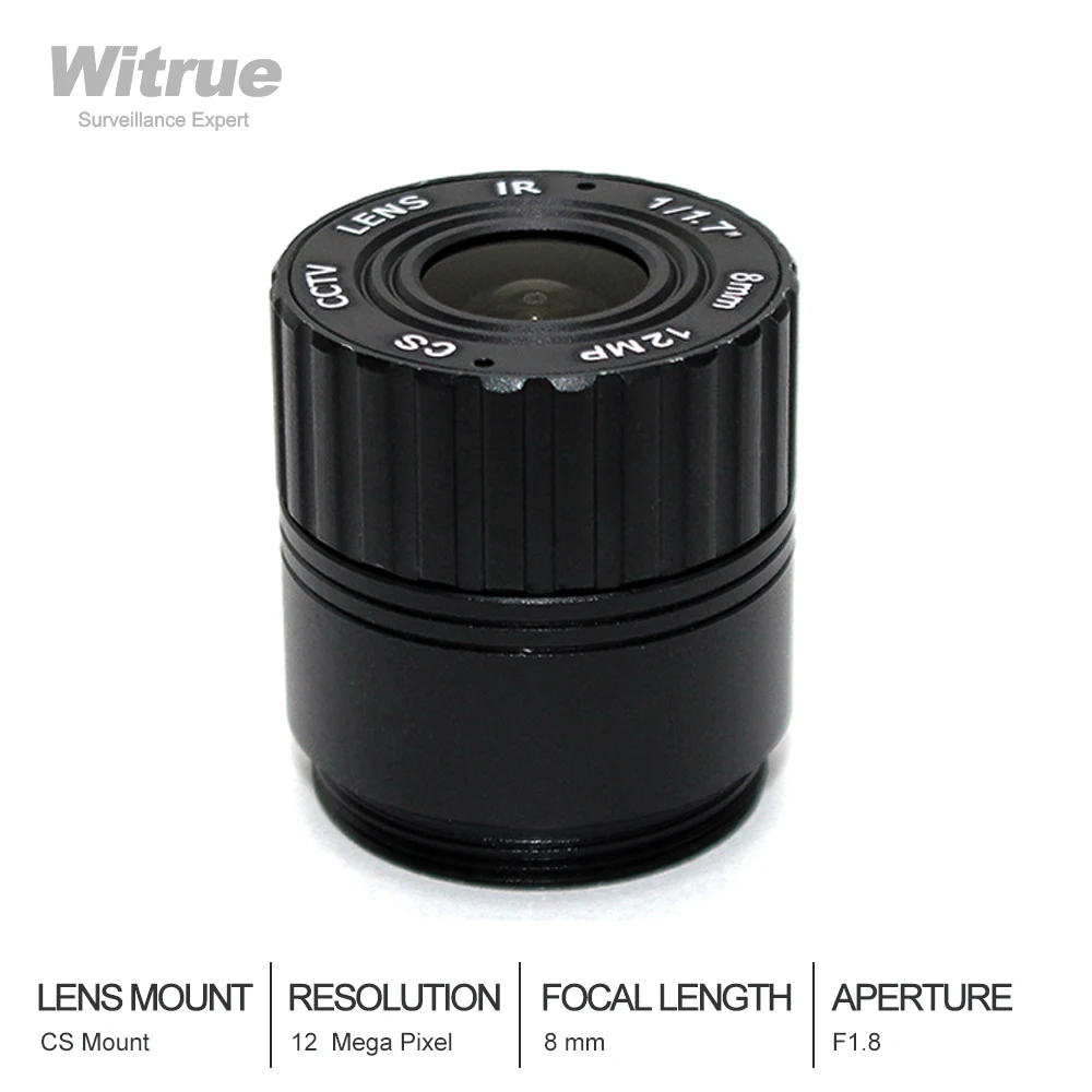 

Объектив Witrue 4K для системы видеонаблюдения, 12 МП, 8 мм, крепление CS, 70 градусов, 1/1, 7-дюймовая апертура F1.8 для IMX226 IP-камеры видеонаблюдения