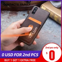 for huawei p20 case cover genuine leather back cover silicone edge protect case coque for huawei p20 with pocket free engraving
