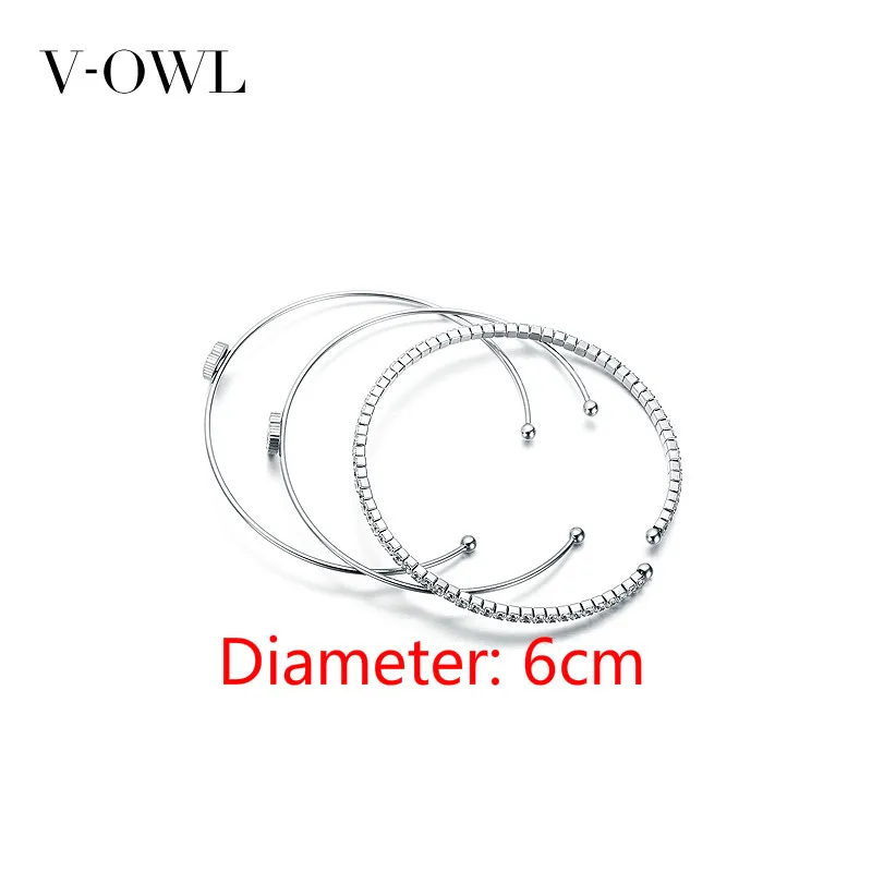 Серебряный трехслойный Открытый браслет V-Owl в форме сердца милый из нержавеющей