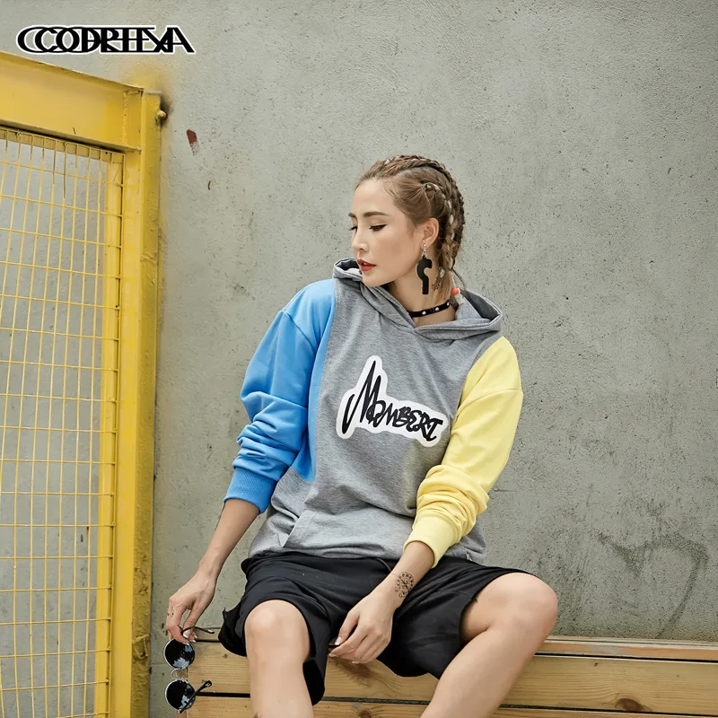 Женская толстовка с капюшоном весна 2019 новинка Спортивная свободная хип-хоп