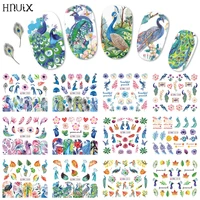 hnuix 12pieces plume design nail sticker set jewelry flower animals geometry filigree decals tattoo nail art slider envelopes