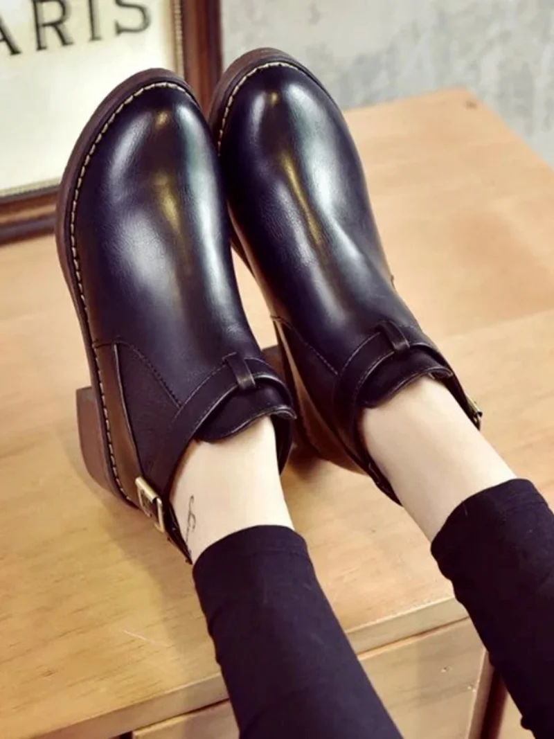 Новинка 2021 женские ботинки на массивном каблуке ботильоны со шнуровкой и Круглым