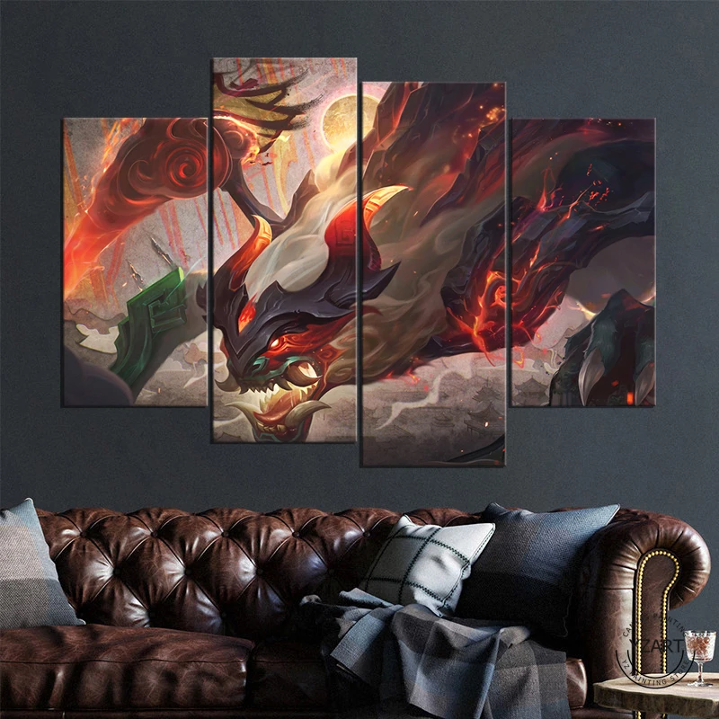 4 шт. Cho'Gath (Лига Легенд) фэнтезийная видеоигра крутой Настенный декор