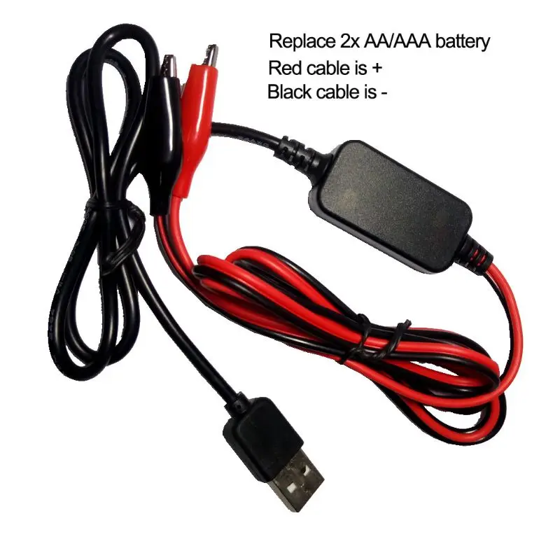 2x AA AAA Battery Eliminator USB 5V to 3V Step-down Cable Voltage Converter Line For Clocks Remote Control Toys Calculator CD Pl |