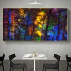 Абстрактный настенный постер большого размера с изображением цветных лесов и деревьев, художественные картины, декор для гостиной