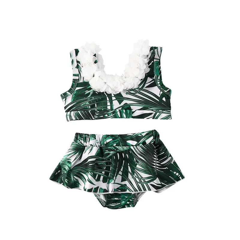 Летний комплект бикини с цветочным принтом для маленьких девочек купальный