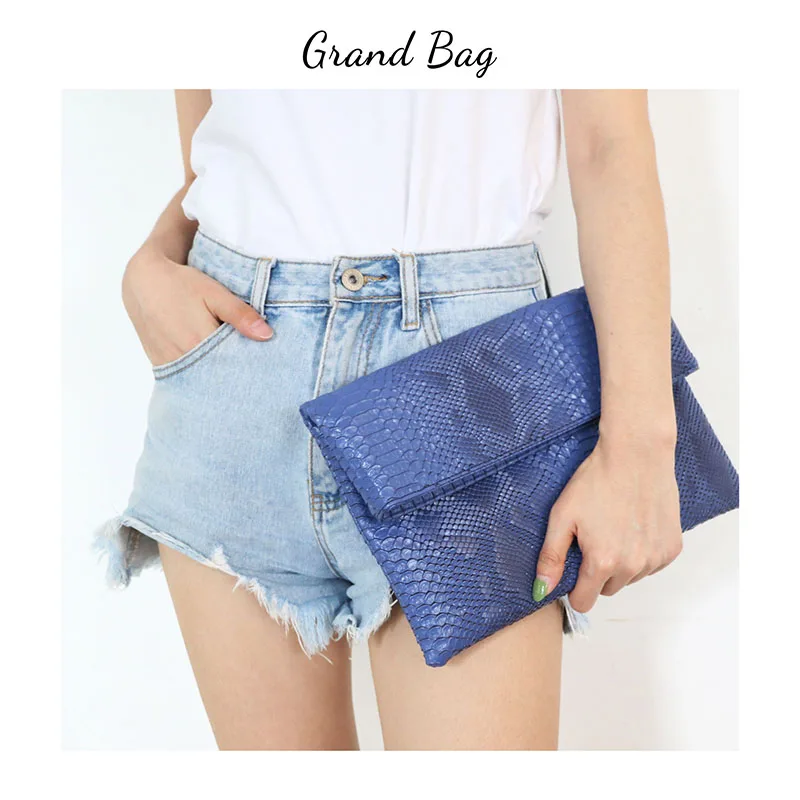 Женская сумка клатч из ПУ кожи питона с цепочкой через плечо Большая