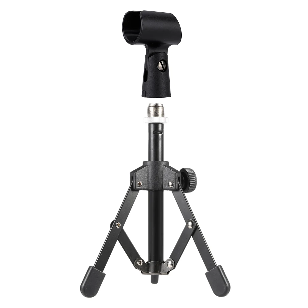 

MS-12 Microphone Stand Mini Foldable Adjustable Desktop Microphone Stand Tripod with MC5 Mic Clip Holder Bracket