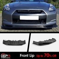 for 2009 2012 nissan r35 early nis craft style carbon glossy front lip under spoiler bumper splitter exterior kit pre facelift