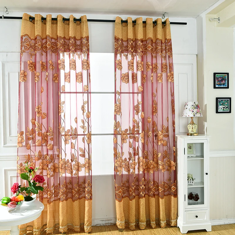 1 шт. кофейная выгорающая серия занавеска тюль для гостиной печатная оконная