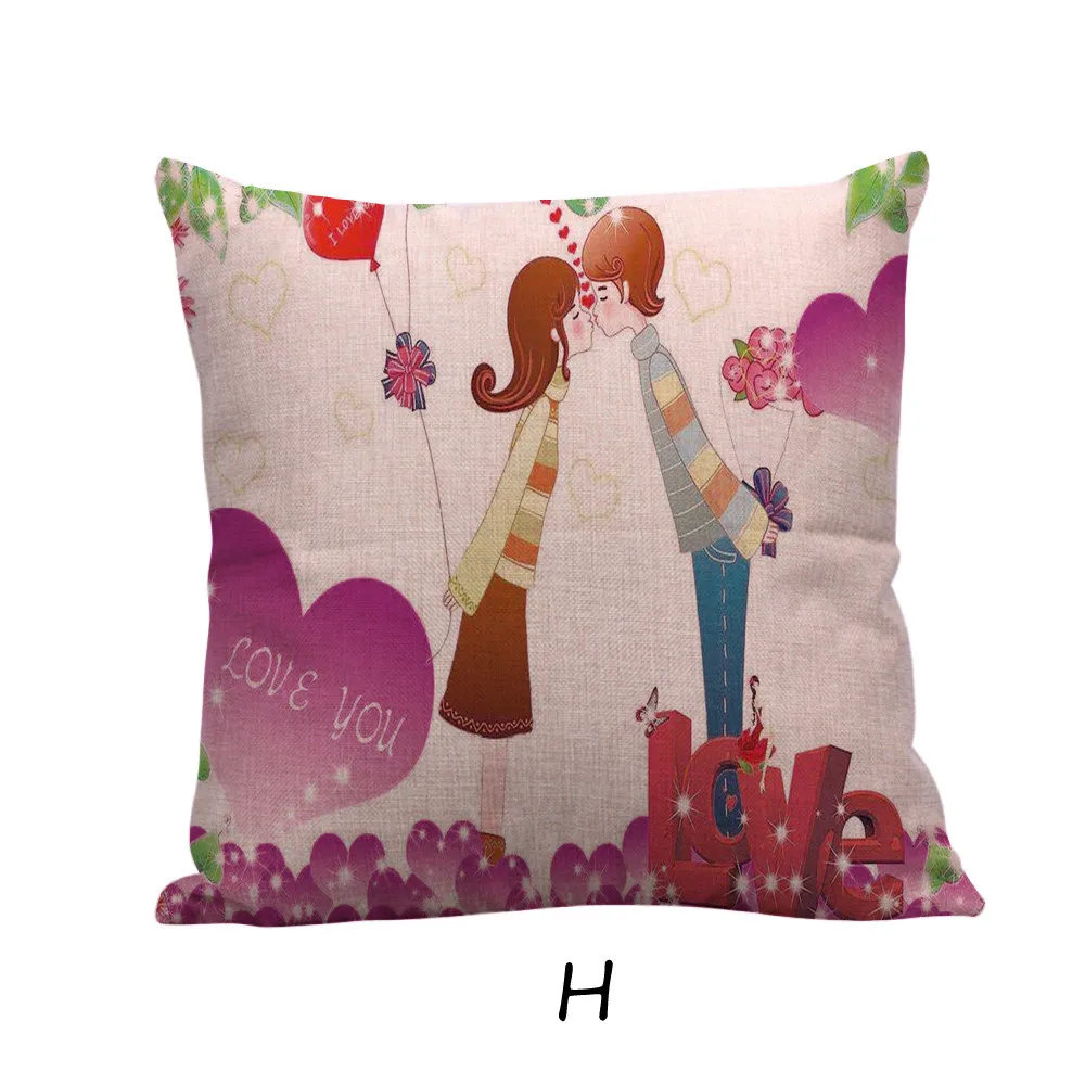 Happy Valentine Pillow Cases Linen Sofa Cushion Cover Home Decor Modern Design Removable Polyester Case Gifts Dropship /C | Дом и сад