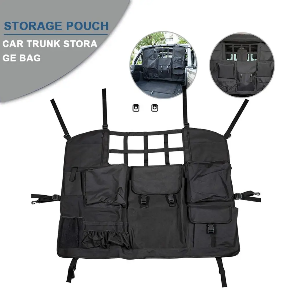 Car Rear Seat Cover for Jeep Wrangler 2007-2019 JK&ampJL 4 Door with Multi-Size Organizer Storage Bags/Trunk Cargo Tool Organizers |
