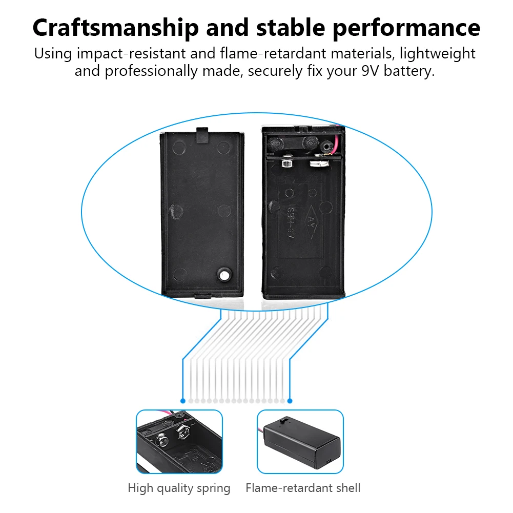 1 шт. пластиковый держатель для батарей 9 В с выключателем |