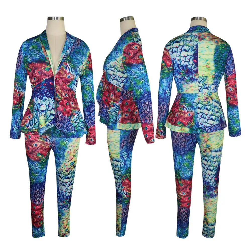 Tsuretobe осенний спортивный костюм Леопардовый принт оборки блейзер и штаны Женский