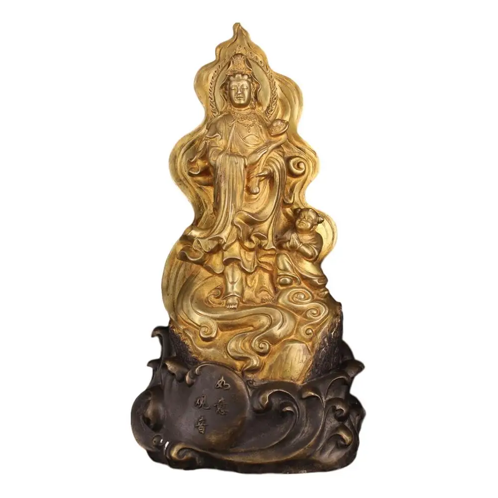 

LaoJunLu A Collection Of Old Pure Copper And Hand-Made Pine Nut Guanyin Bodhisattva Imitation antique bronze masterpiece