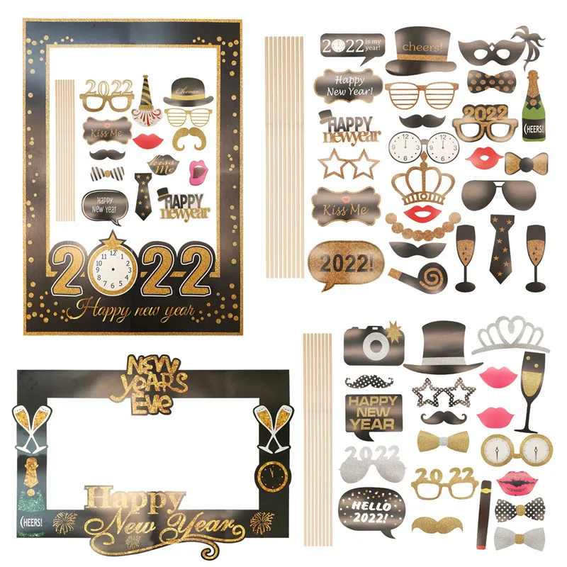 

Новогодний реквизит для Фотокабины с шляпой 2022, очки с удовольствием для новогодвечерние, реквизит для Фотокабины для детей и взрослых, акс...