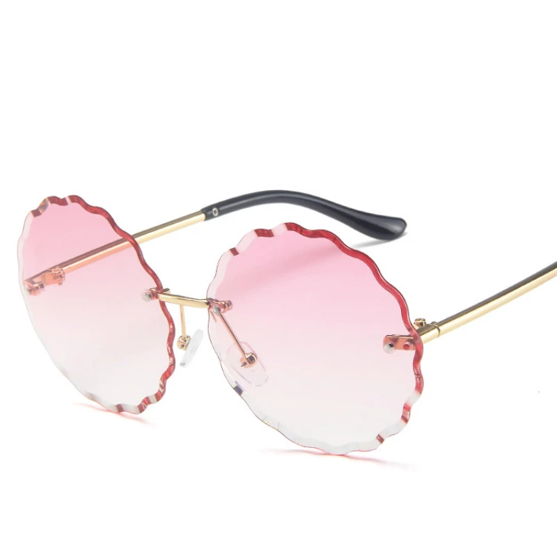 Солнцезащитные очки женские круглые без оправы с цветами и градиентом UV400 |