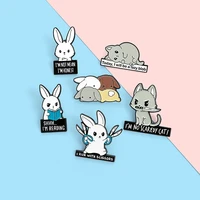 cartoons lovely rabbit enamel pin fashion couple confession hard lapel pins figure brooch broche jewelry accessories fun gifts