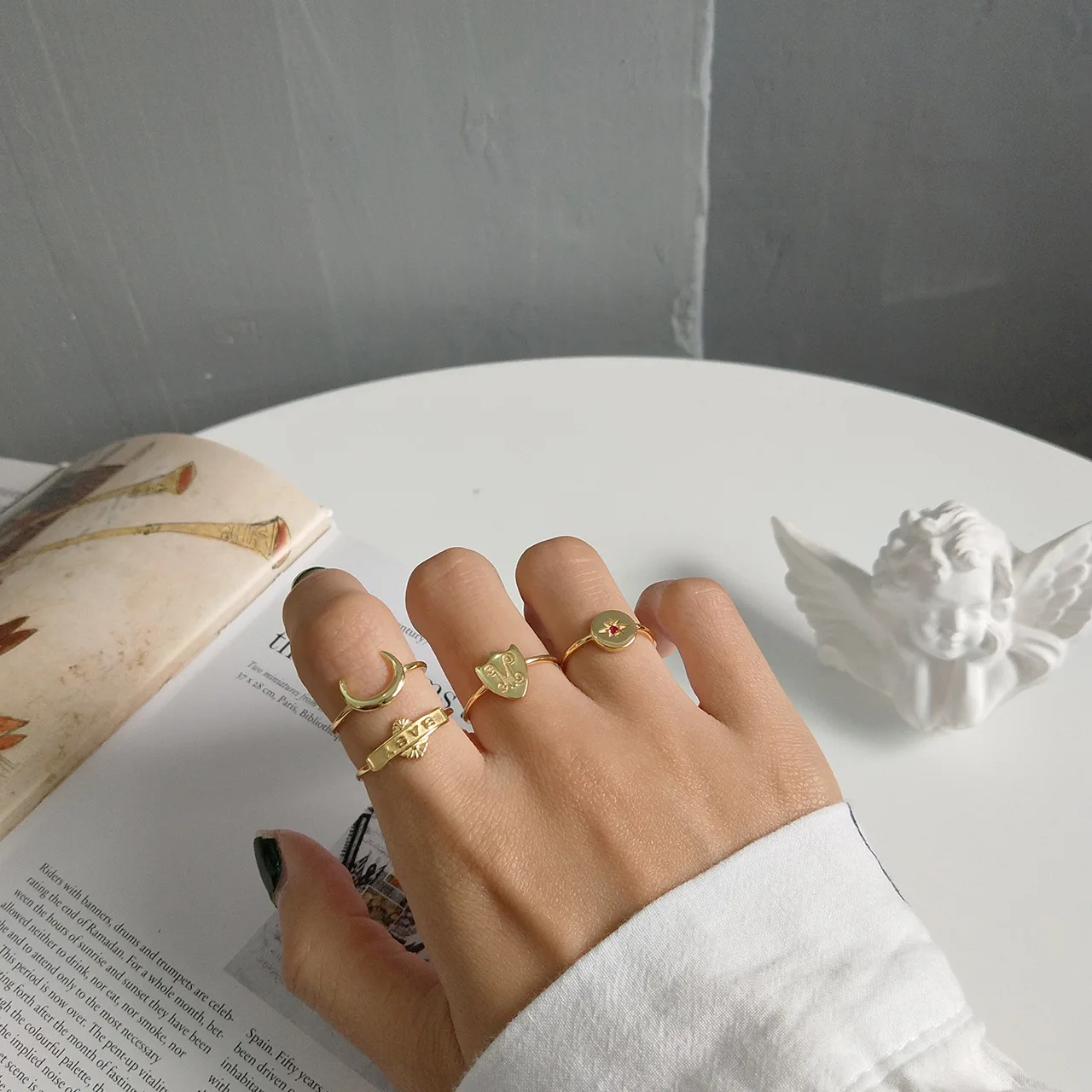 Trustdavis женское серебряное кольцо открытого размера в виде Луны и звезды стиле