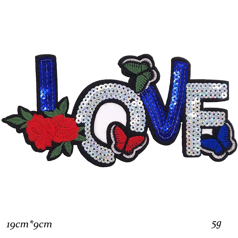 Блестки буквы Pop LOVE Tik Note Мультяшные вышитые нашивки в полоску железные на одежду