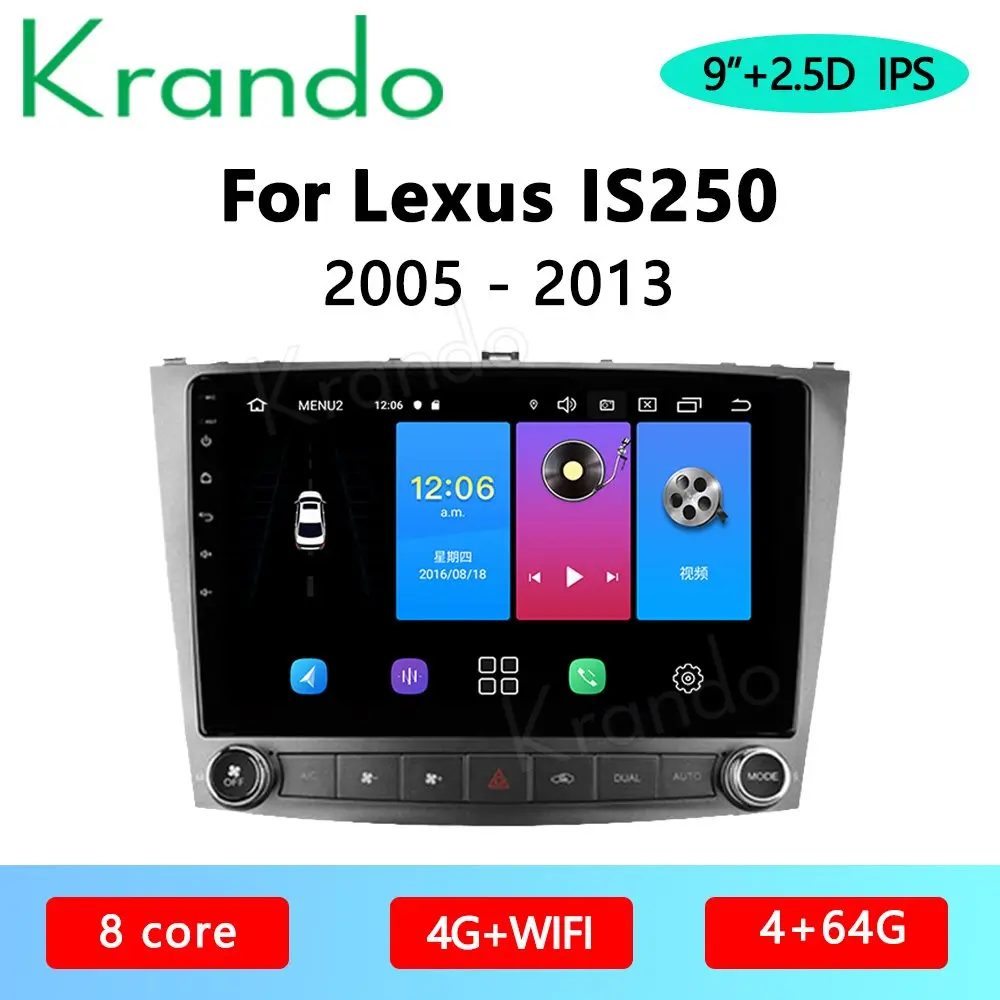 

Автомобильное мультимедийное радио Krando Android 9. 0 9 "IPS Full Touch для Lexus I250 10,0-2005 аудио DSP Navi WIFI головное устройство Carplay