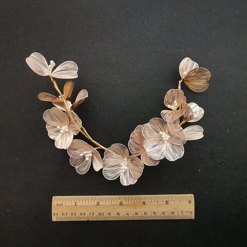 Женская заколка для волос SLBRIDAL медный жемчуг в стиле барокко ручной работы