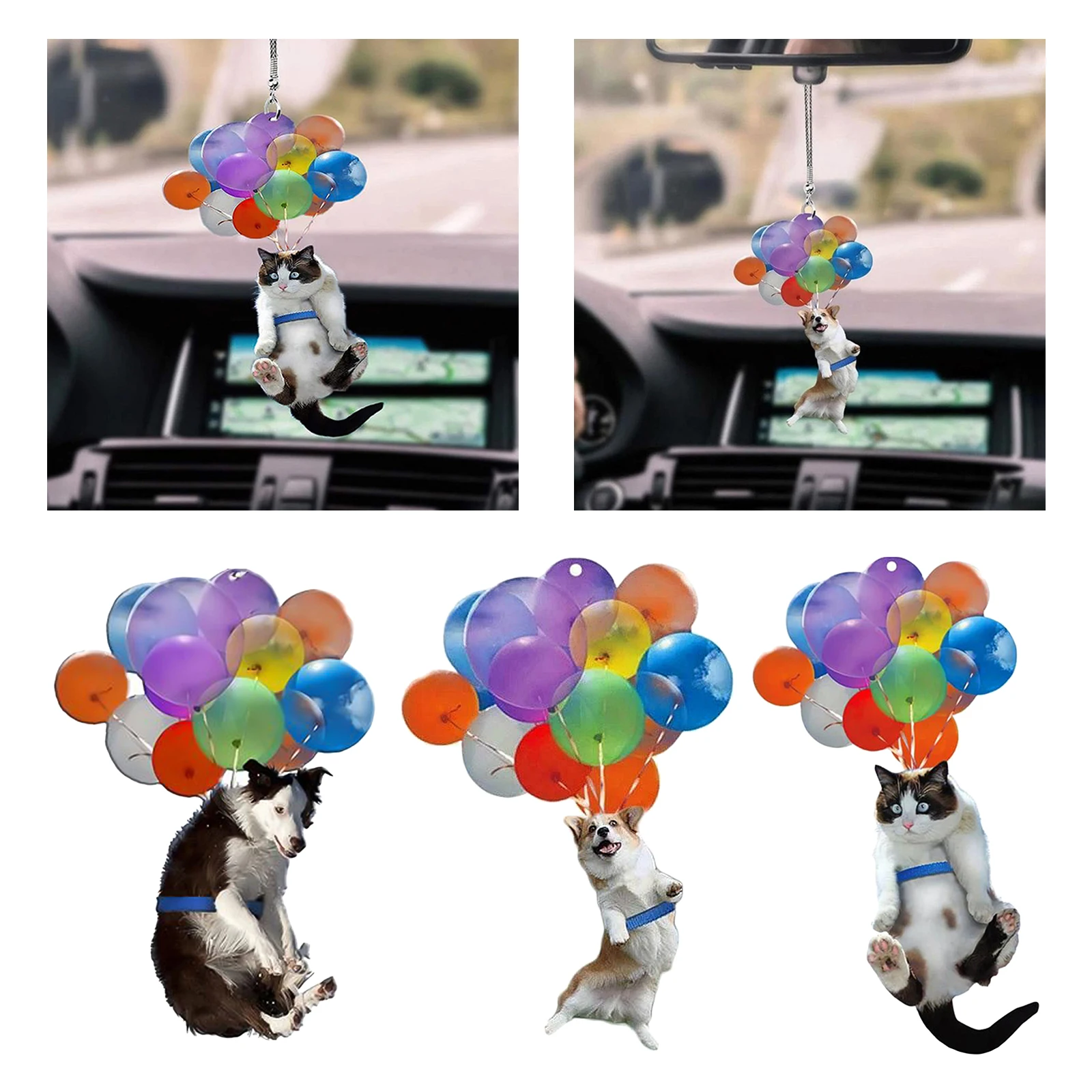 

Ручная работа, милый автомобильный подвесной орнамент с красочными воздушными шарами, интерьерный Декор автомобиля