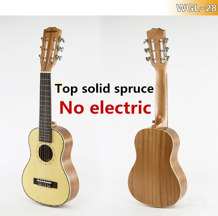 WGL-28 Топовая акустическая электрическая Guitalele Guilele 28 в мини-гитара 6 струн укулеле гитара ra красное дерево Акация ель Sapele - Цвет: WGL-28