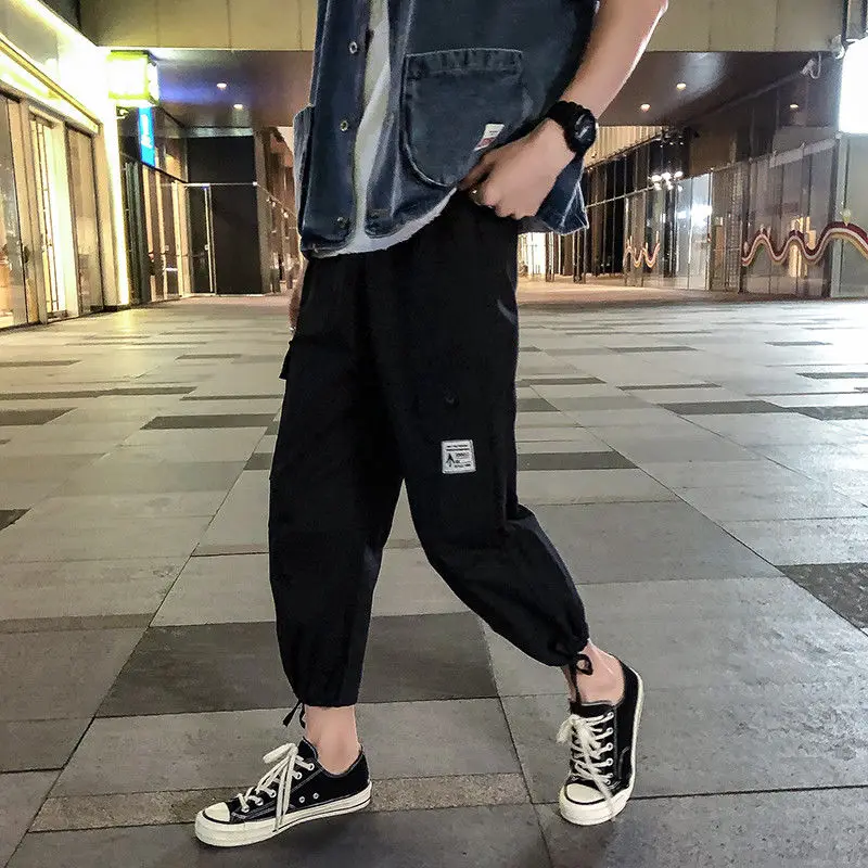 

Men Black Joggers Pants Summer 2022 Mens Big Pockets Ankel Cargo Pants Male Spring Streetwear Overalls Sweatpants