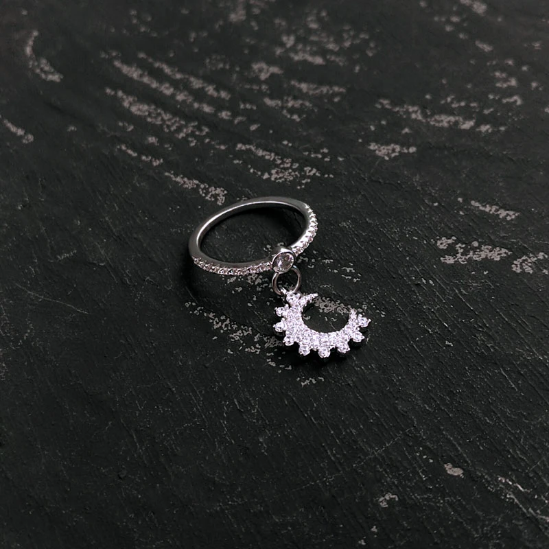 

MEIJI New S925 Sterling Silver Rings With Pearl Moon-shaped Pendant Ring Fashion Luxury Jewelry Gift Engagement Rings For Women